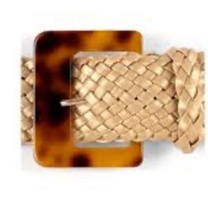 Shiraleah Tan Woven Belt with Tortoise Buckle